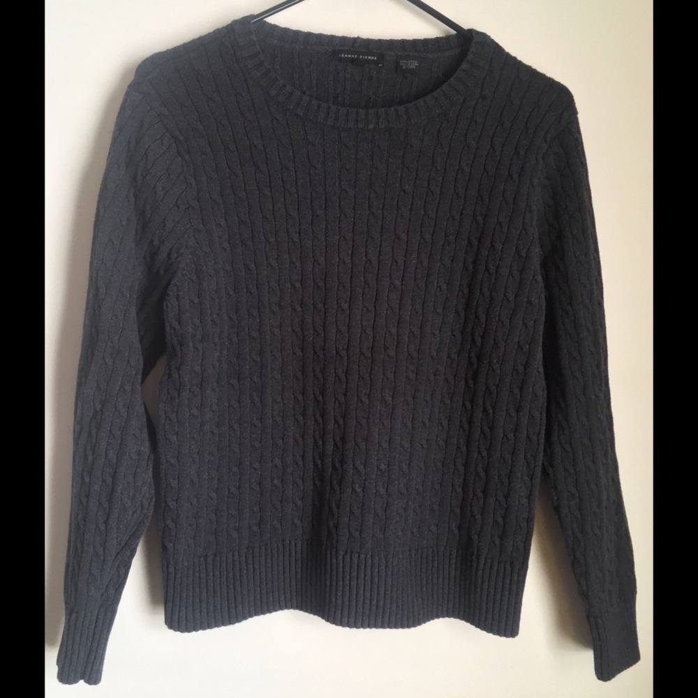 Jeanne Pierre XL dark grey cable knit sweater